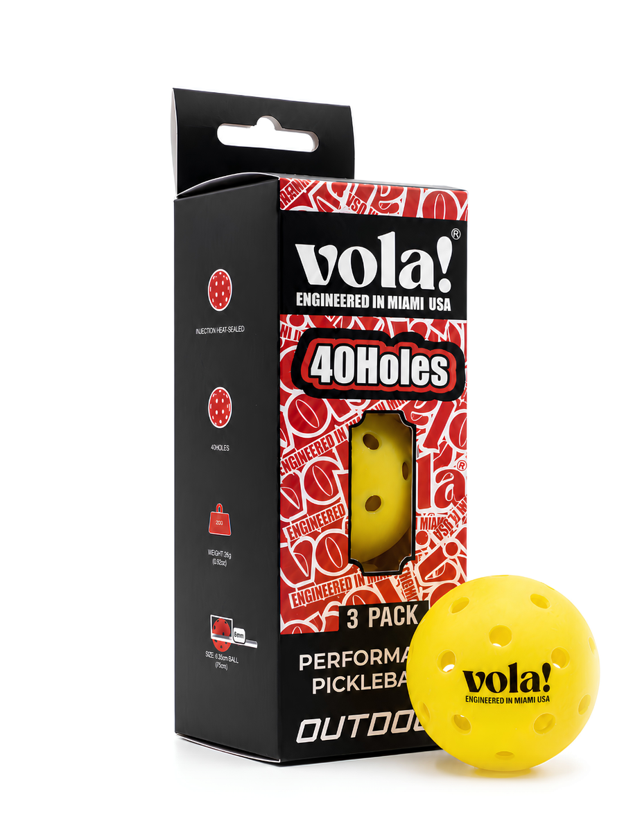 Hộp 3 bóng pickleball vola! 40 lỗ kèm quả bóng vàng neon